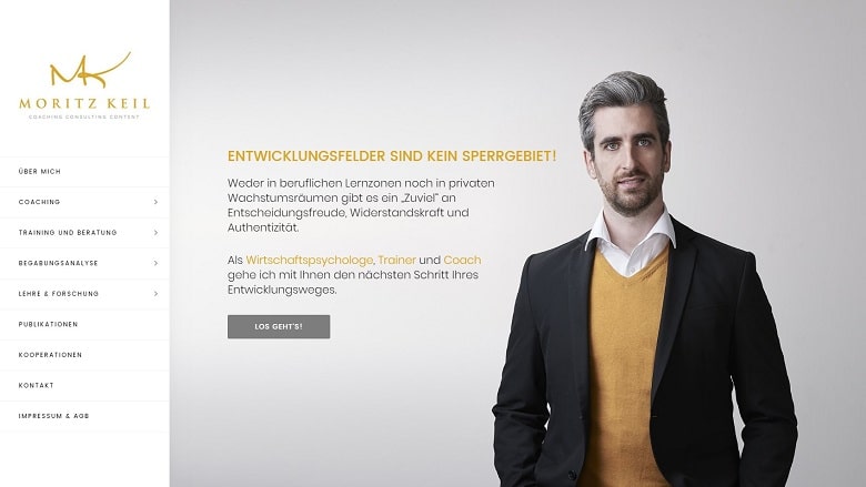 Beispiel für die Webseite eines Freelancers: Coach Moritz Keil