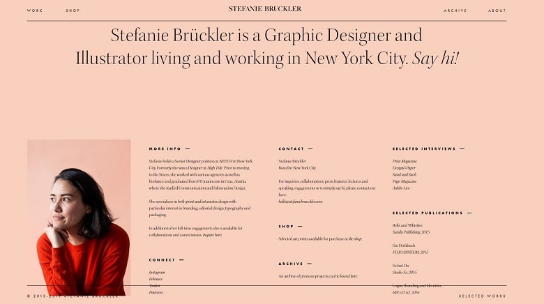 Beispiel für Webseite eines Freelancers: Graphic Designer Stefanie Brückler