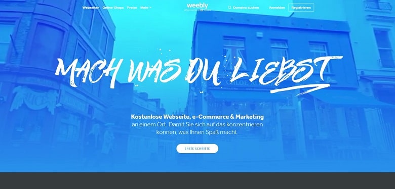 Webseite-Baukasten für Freelancer Weebly, Ansicht der Homepage