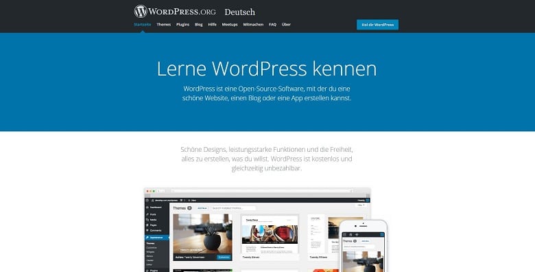 Webseite für Freelancer mit Content-Management-System WordPress, Ansicht der Homepage